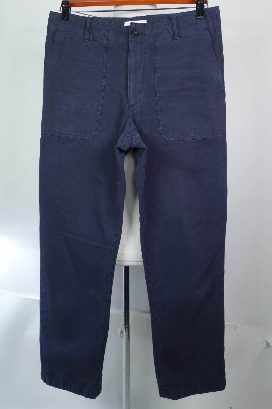 Mr P. Pants Mens 32x30 Blue Canvas Workwear Chino Straight Leg Casual
